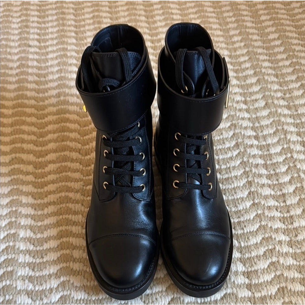 Louis Vuitton Black Wonderland Flat Ranger Combat Boots. Size 38/7.5. - Picture 3 of 9